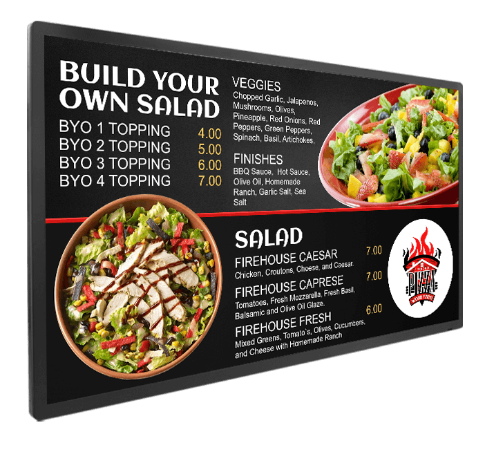 Electronic Menu Board W/ Our FREE DMB Software W/ Animated Picture Menu Design